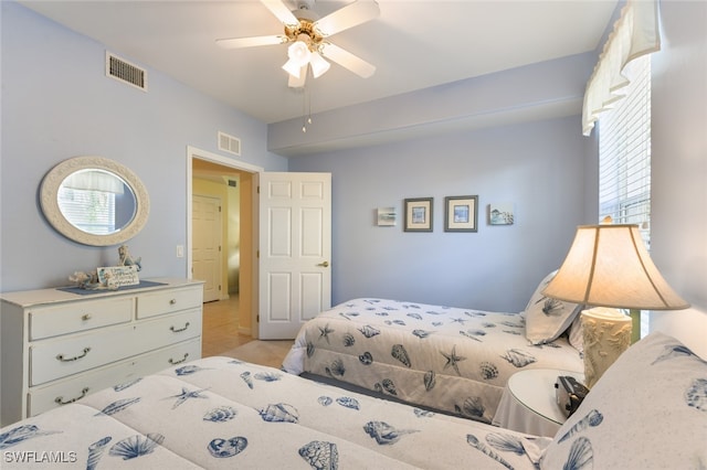 bedroom featuring ceiling fan