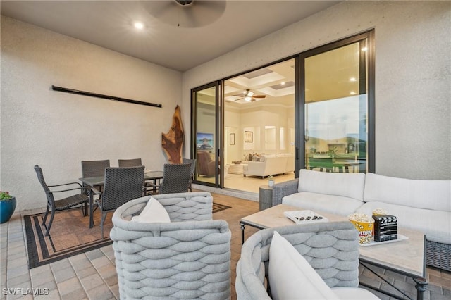 view of patio featuring an outdoor living space and outdoor dining area