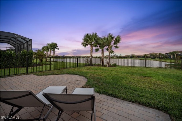 view of yard featuring a patio area and a fenced backyard