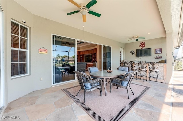 view of patio with ceiling fan