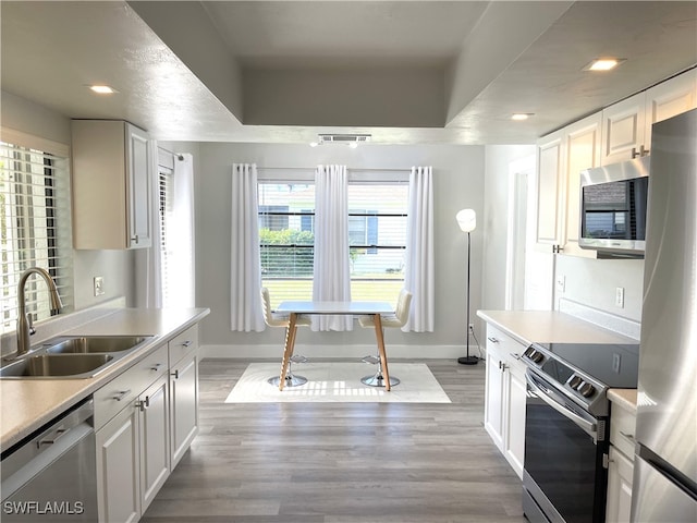 kitchen featuring sink, white cabinetry, and stainless steel appliances