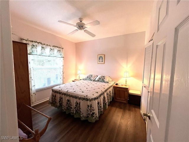 871 Tanbark Dr Unit 101, Naples, FL 34108 - bedroom with dark wood finished floors and ceiling fan