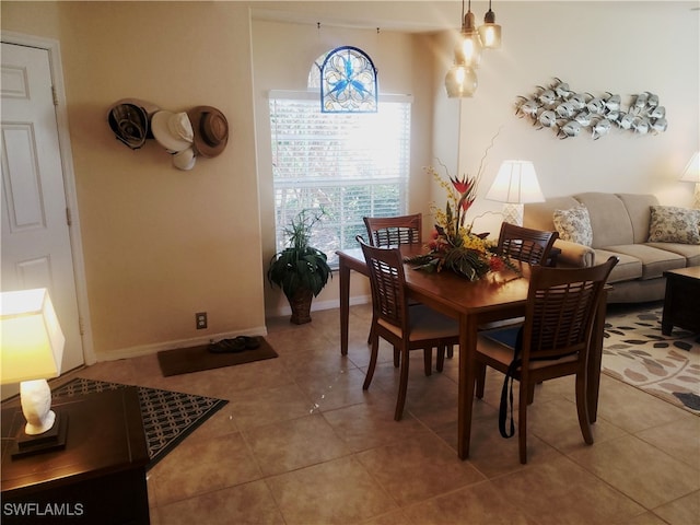 view of tiled dining room