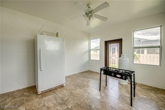 interior space with a wealth of natural light and ceiling fan