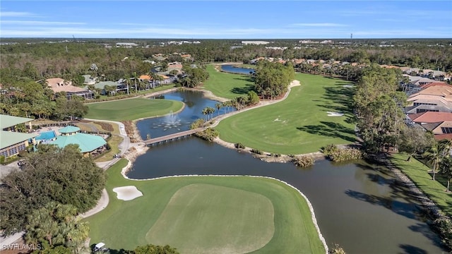 3970 Loblolly Bay Dr Unit 5-108, Naples, FL 34114 - aerial perspective of suburban area featuring a local golf course, a large body of water, and a tree filled landscape