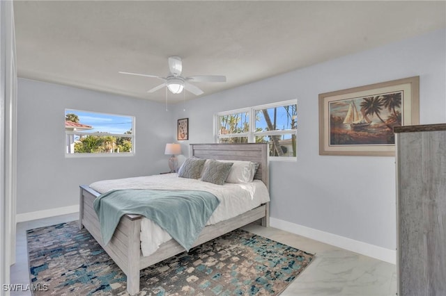 bedroom featuring ceiling fan