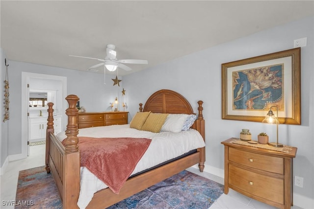 bedroom featuring ceiling fan