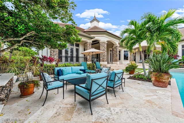 view of patio with an outdoor living space