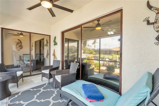 view of patio with ceiling fan