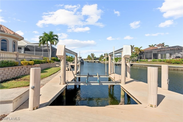 dock area featuring a water view