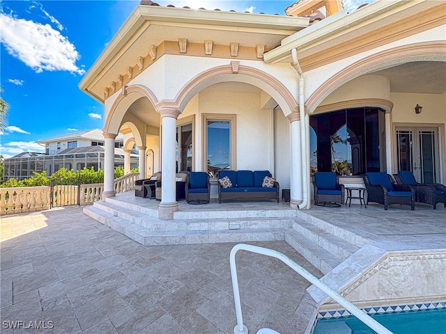 view of patio featuring an outdoor hangout area