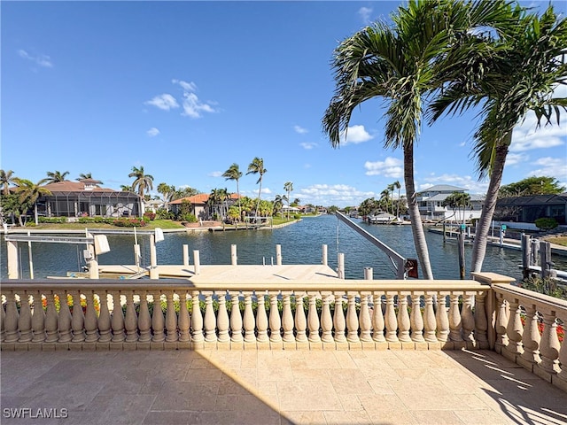 dock area featuring a water view