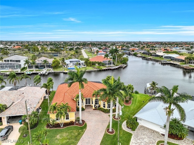 bird's eye view featuring a water view