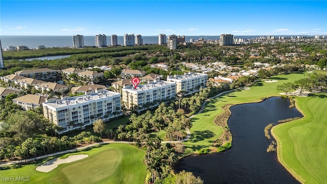 bird's eye view featuring a water view