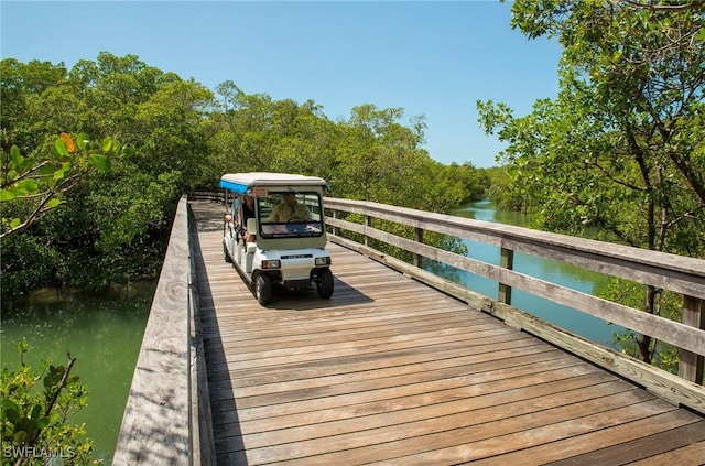 dock area with a water view