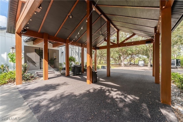 view of patio / terrace with a gazebo and ceiling fan