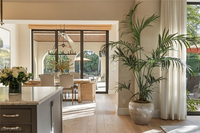 interior space with light wood-type flooring and a wealth of natural light