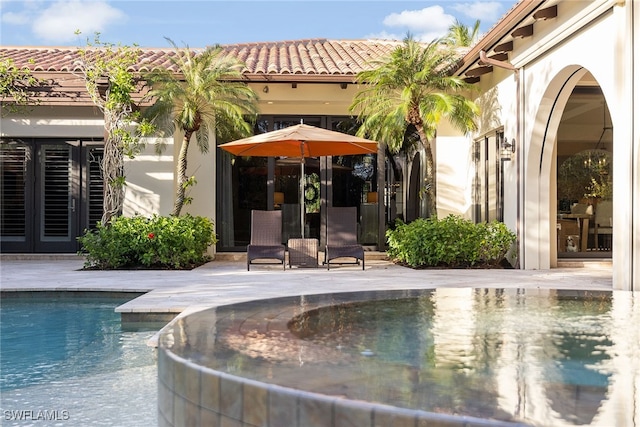 view of swimming pool with a patio