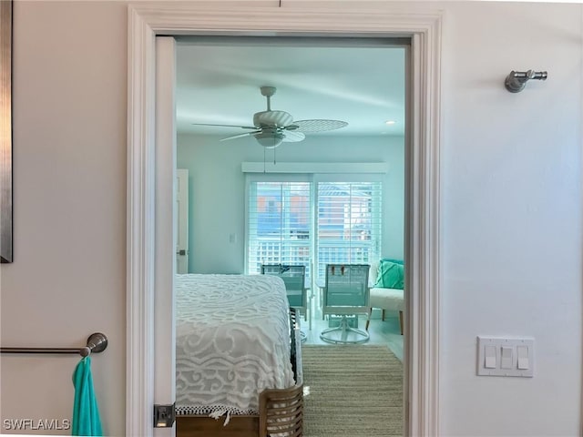 bedroom featuring ceiling fan