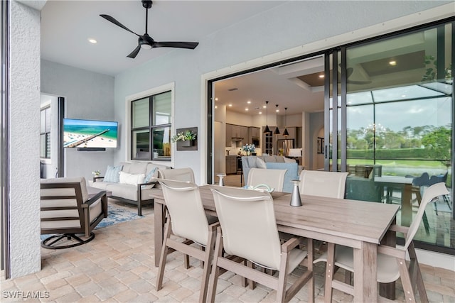 dining area featuring ceiling fan