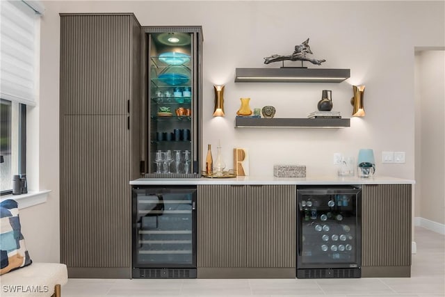 bar with beverage cooler