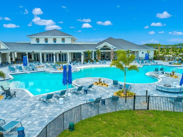 view of pool featuring a patio area