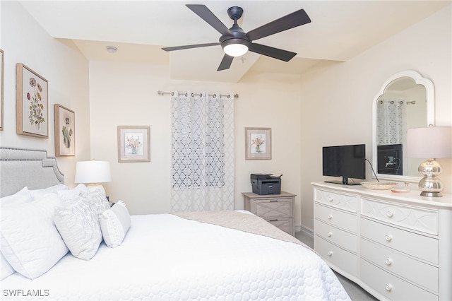 bedroom featuring ceiling fan