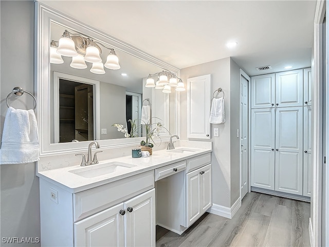 bathroom featuring wood-type flooring and vanity