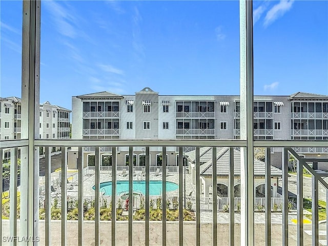 balcony with a patio area