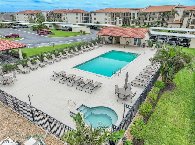 view of pool featuring a patio