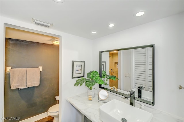 bathroom with vanity and toilet