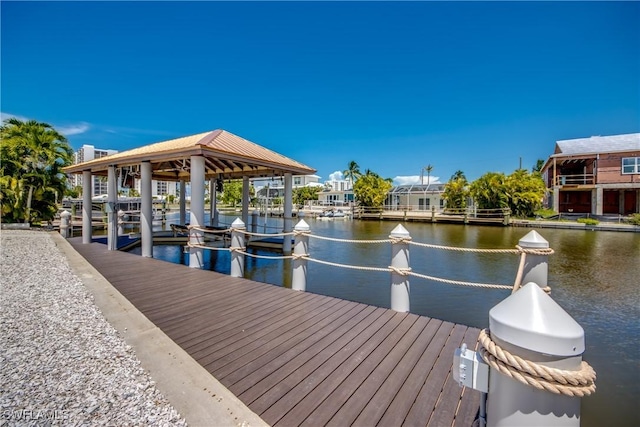 view of dock featuring a water view