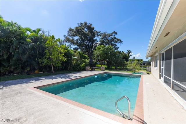 view of swimming pool with a patio area