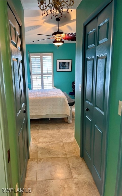 bedroom featuring ceiling fan