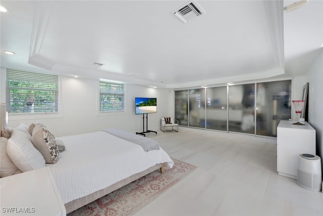 bedroom featuring a tray ceiling