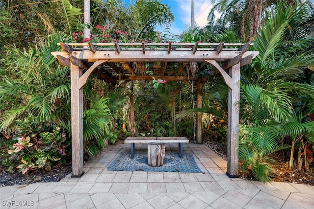 view of patio / terrace featuring a pergola