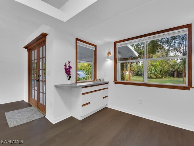 entrance foyer featuring dark wood-type flooring and french doors