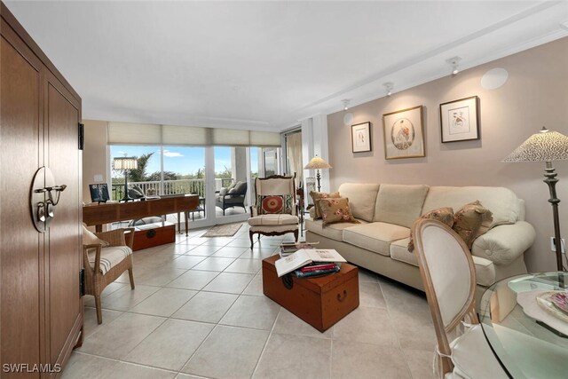 view of tiled living room