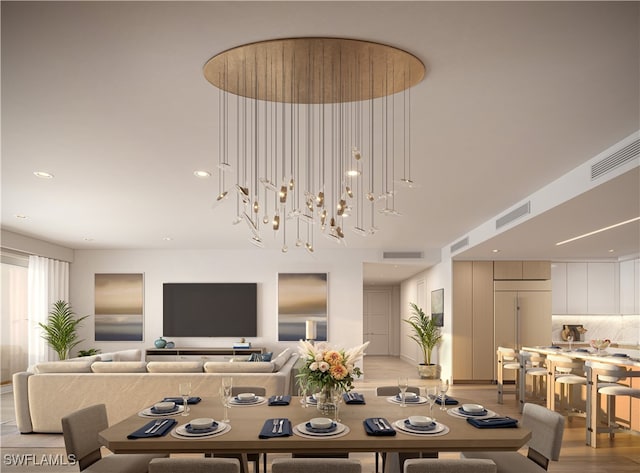 dining space featuring light hardwood / wood-style flooring