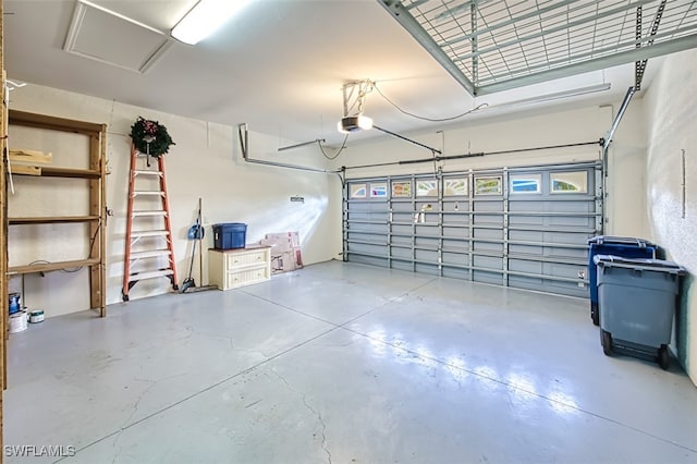 garage with a garage door opener