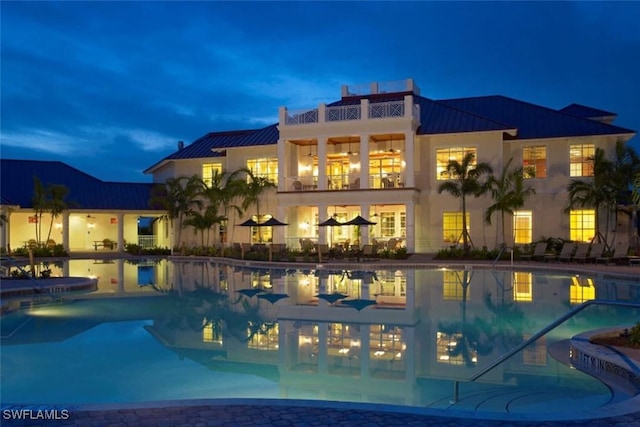 view of swimming pool featuring a patio