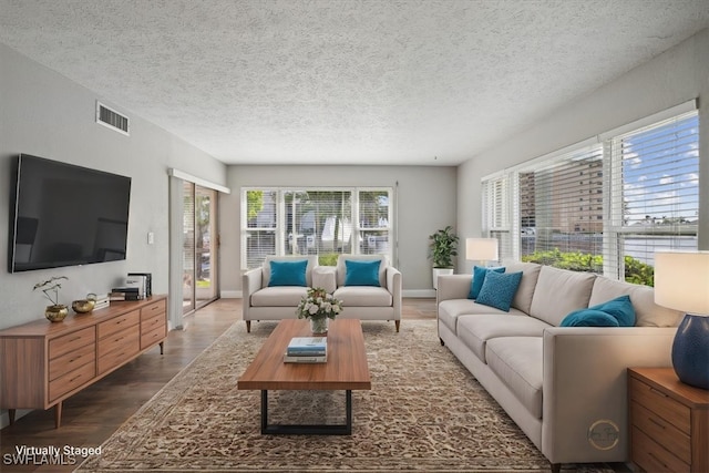 4231 SE 19th Pl Unit 1J, Cape Coral, FL 33904 - living room featuring wood finished floors and a textured ceiling