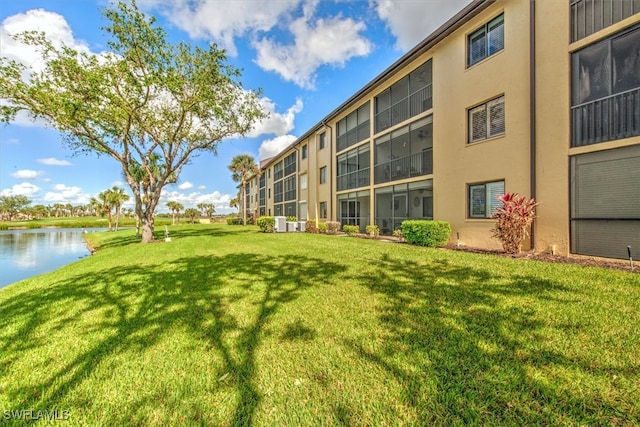 exterior space featuring a water view