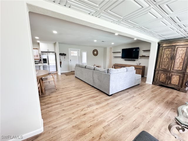 living room with light hardwood / wood-style floors