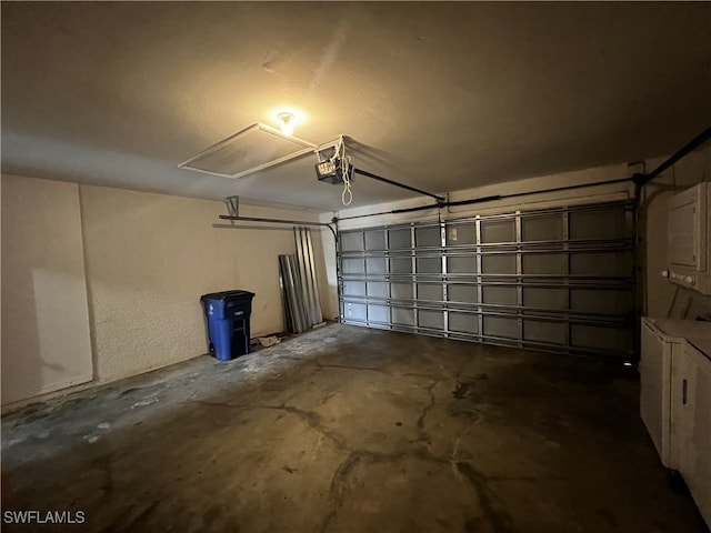 garage with a garage door opener