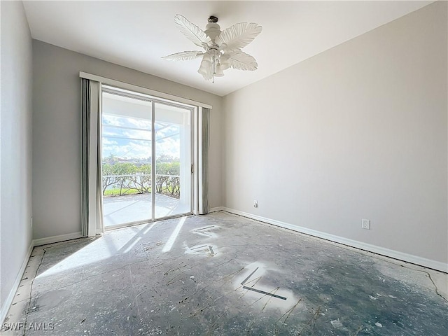 spare room featuring ceiling fan