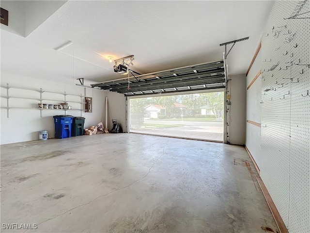 garage with a garage door opener