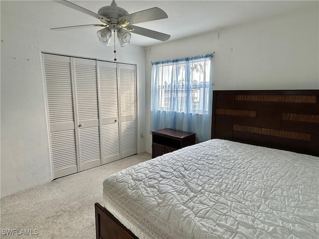 2828 Jackson St Unit F-7, Fort Myers, FL 33901 - bedroom featuring carpet flooring, a closet, and ceiling fan