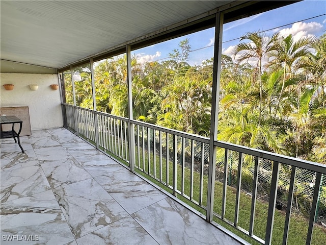 view of unfurnished sunroom