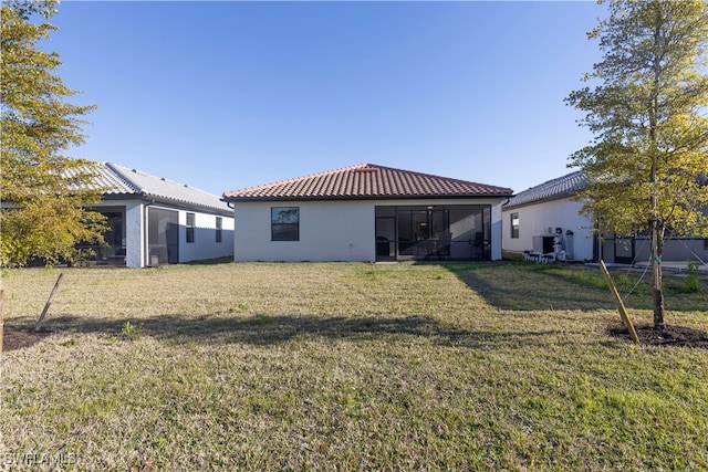 rear view of house with a lawn